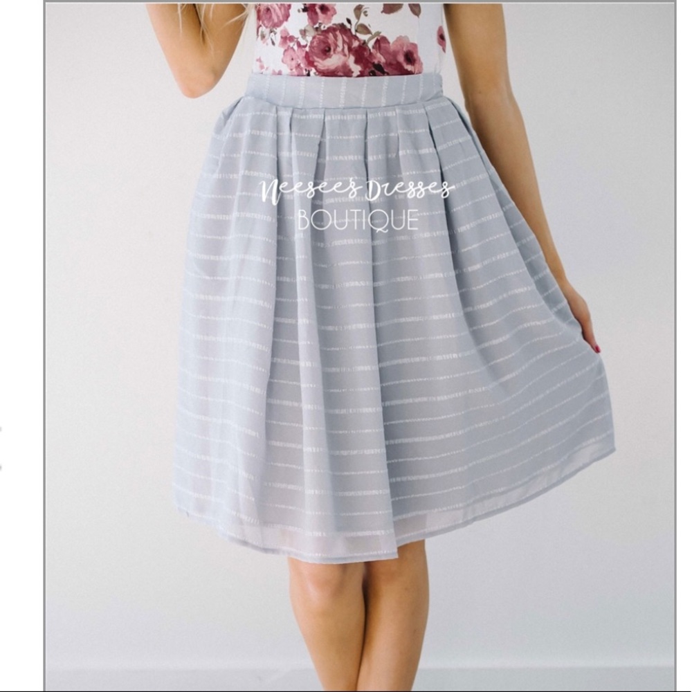 • Light Gray and Silver Striped Skirt •